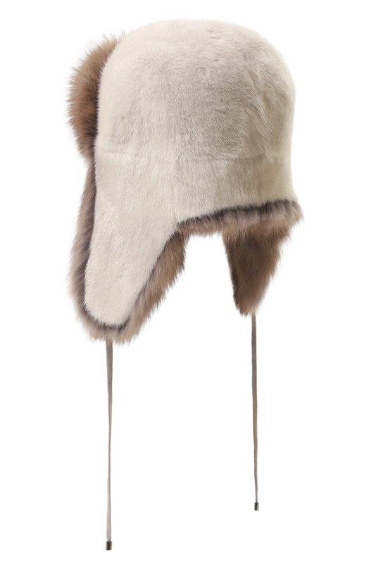 Шапка-ушанка из меха норки и соболя VICTORIA KUSENKOVA 091603481094 Серый  091603481094 Фото 3