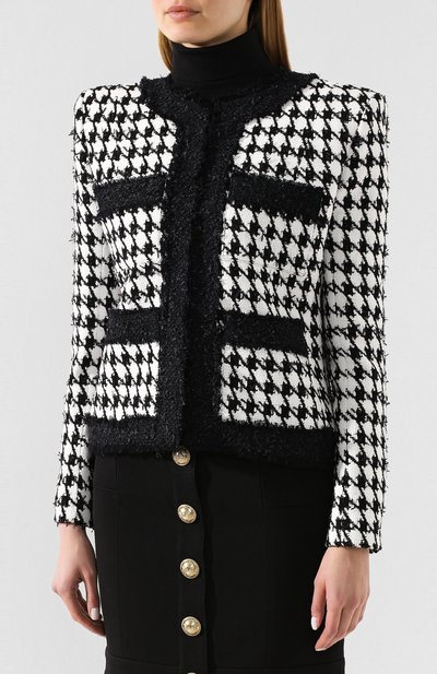 Хлопковый жакет BALMAIN черно-белого цвета по цене 310000 руб., арт. TF17532/C223, фото 3 Хлопковый жакет BALMAIN, арт. TF17532/C223, фото 3