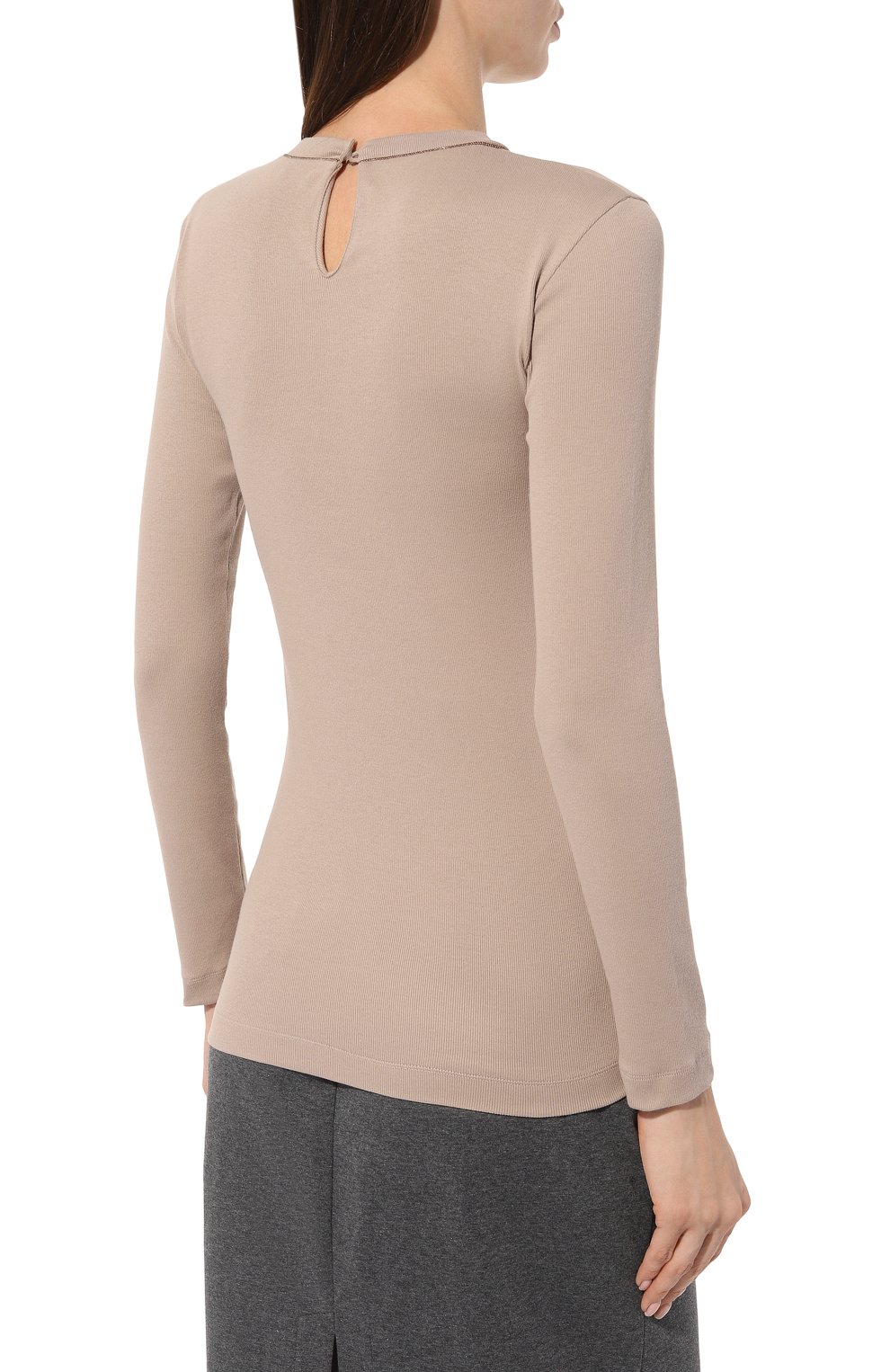 Хлопковый лонгслив BRUNELLO CUCINELLI белого цвета по цене 59700 руб., арт. MPTC8BJ300, фото 4 Хлопковый лонгслив BRUNELLO CUCINELLI, арт. MPTC8BJ300, фото 4