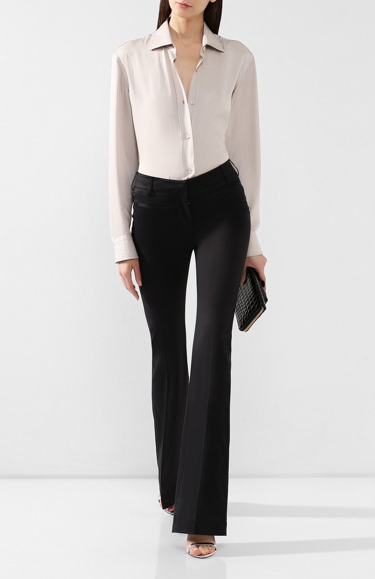 Женская рубашка TOM FORD светло-серого цве�та, арт. CA3111-FAX180 | Фото 2 (Рукава: Длинные; Материал внешний: Синтетический материал; Принт: Без принта; Женское Кросс-КТ: Рубашка-одежда; Статус проверки: Проверена категория; Длина (для топов): Удлиненные; Стили: Классический)