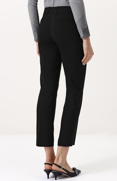 Укороченные однотонные брюки прямого кроя PRADA, арт. P2469-RO1-F0002, фото 4