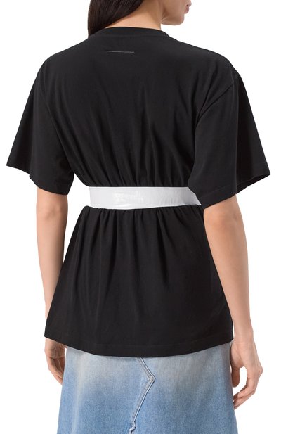 Хлопковая футболка MM6 черного цвета по цене 48450 руб., арт. S52GC0335/M20048, фото 4 Хлопковая футболка MM6, арт. S52GC0335/M20048, фото 4