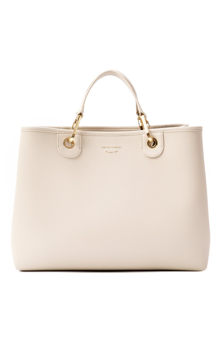 Женская сумка-тоут myea medium EMPORIO ARMANI кремового цвета, арт. EW000360/AF12036 | Фото 1 (Материал: Экокожа; Автоматизация ТО: Проставлено; Размер: medium; Ремень/цепочка: На ремешке; Автоматизация состава: Проставлено)