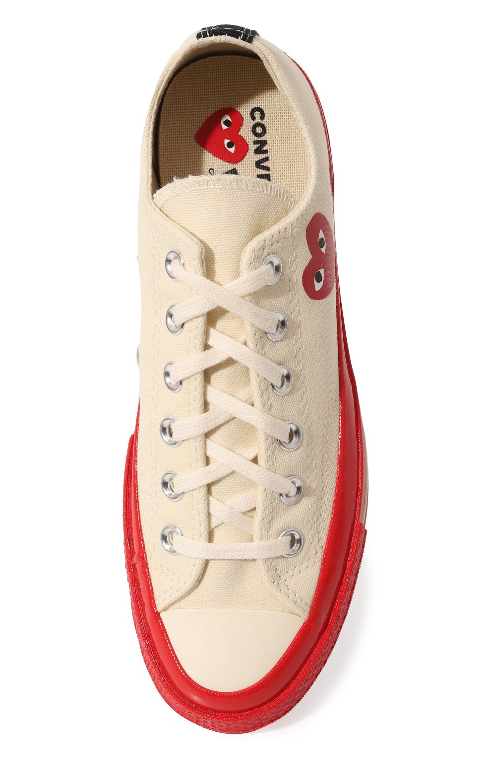 Мужского текстильные кеды converse x comme des garcons play COMME DES GARCONS PLAY белого цвета, арт. A01796 | Фото 4 (Региональные ограничения белый список (Axapta Mercury): Не проставлено; Нос: Не проставлено; Стили: Классический; Материал утеплителя: Без утеплителя)