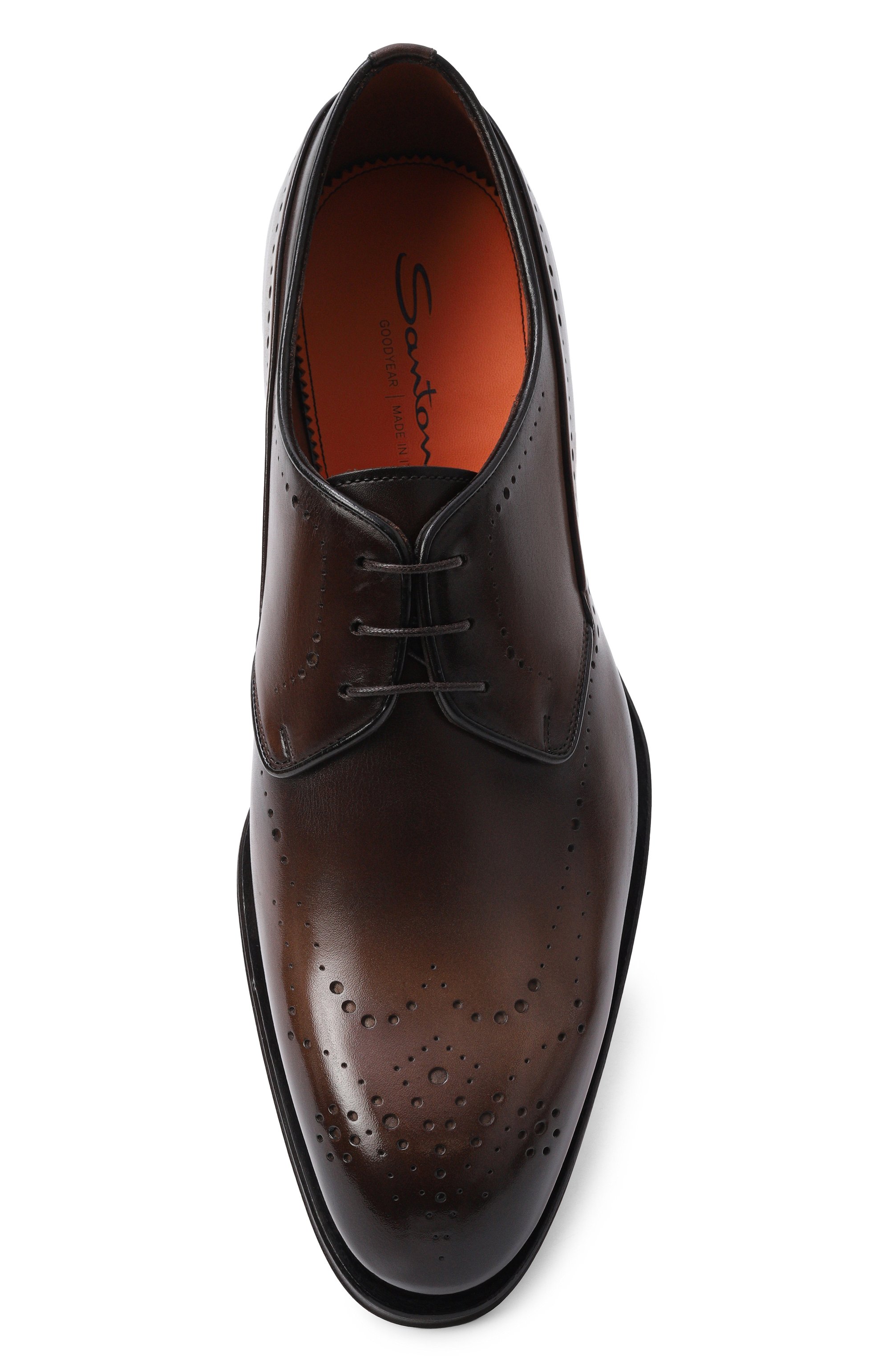 Кожаные дерби carter SANTONI коричневого цвета по цене 166500 руб., арт. MCCG19226MC8HWVE, фото 5 Кожаные дерби carter SANTONI, арт. MCCG19226MC8HWVE, фото 5