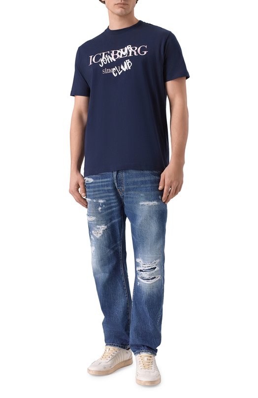 Хлопковая футболка Iceberg F010/6325 Синий  F010/6325 Фото 2