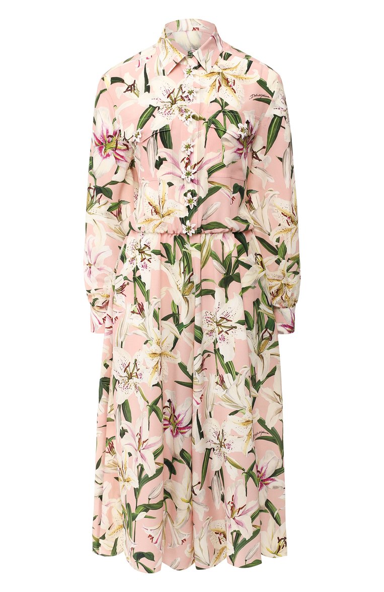 Женский шелковый комбинезон DOLCE & GABBANA розового цвета, арт. F6E3ZZ/HS15F | Фото 1 (Статус проверки: Проверено; Рукава: Длинные; Материал внешний: Шелк; Длина (брюки, джинсы): Удлиненные; Случай: Повседневный; Принт: С принтом; Женское Кросс-КТ: Комбинезон-одежда)