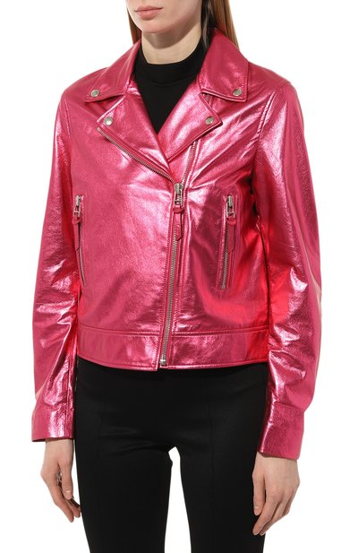 Кожаная куртка ALINE розового цвета по цене 115000 руб., арт. AL030103, фото 3 Кожаная куртка ALINE, арт. AL030103, фото 3