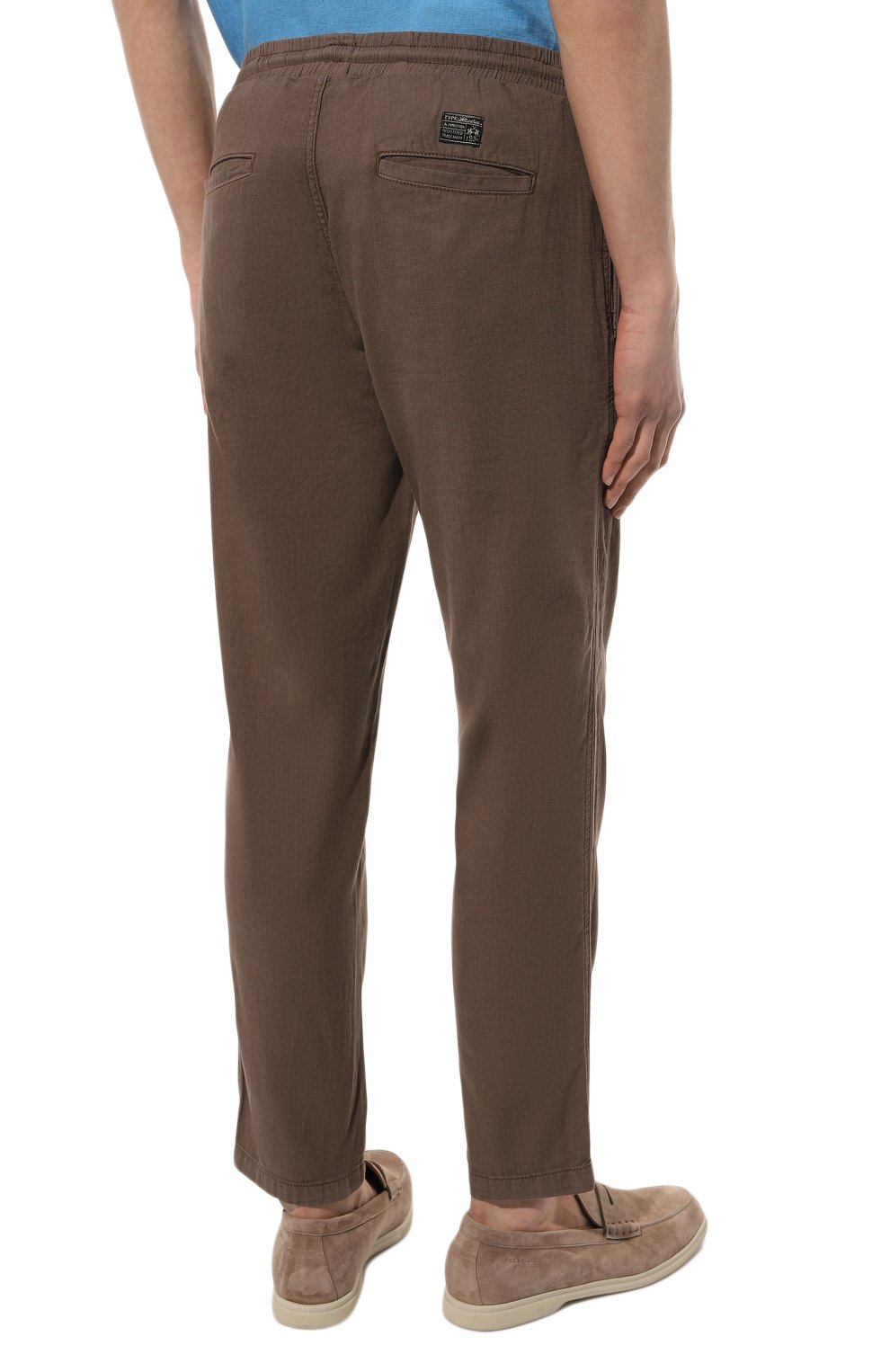 Брюки из хлопка и льна LA MARTINA коричневого цвета по цене 23550 руб., арт. VMT015/TW445, фото 4 Брюки из хлопка и льна LA MARTINA, арт. VMT015/TW445, фото 4