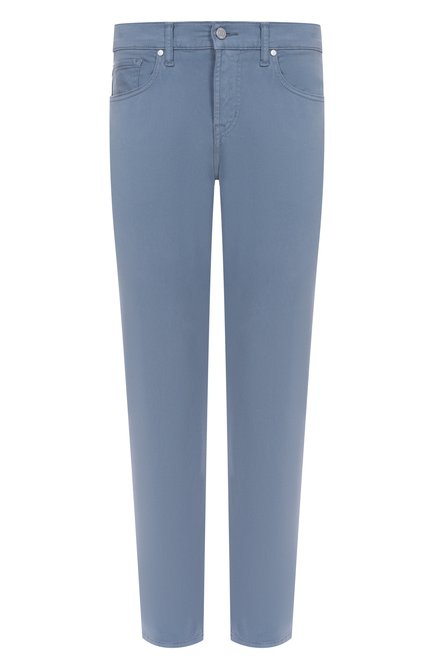 Мужские джинсы slimmy 7 FOR ALL MANKIND голубого цвета, арт. 7T511V60 | Фото 1 (Длина (брюки, джинсы): Стандартные; Материал внешний: Синтетический материал, Хлопок; Материал сплава: Проставлено; Драгоценные камни: Проставлено)