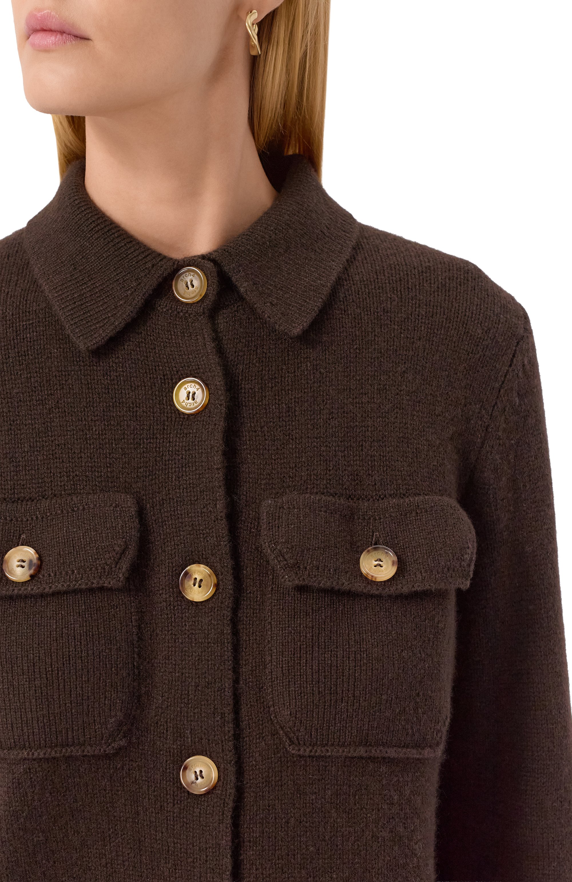 Кашемировый кардиган ARCH4 коричневого цвета по цене 82500 руб., арт. KNCD23241B, фото 5 Кашемировый кардиган ARCH4, арт. KNCD23241B, фото 5