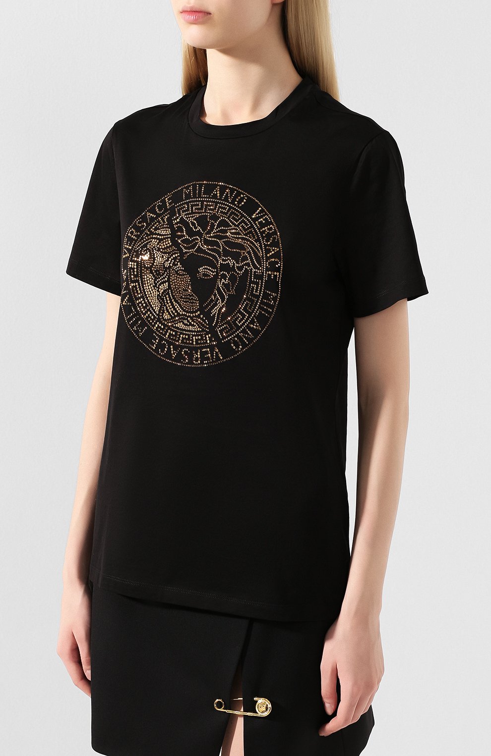 Хлопковая футболка VERSACE черного цвета по цене 56650 руб., арт. A83866/A201952, фото 3 Хлопковая футболка VERSACE, арт. A83866/A201952, фото 3