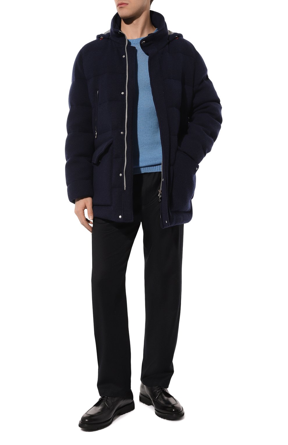 Кашемировый пуховик BRUNELLO CUCINELLI синего цвета по цене 615500 руб., арт. M221P219, фото 2 Кашемировый пуховик BRUNELLO CUCINELLI, арт. M221P219, фото 2