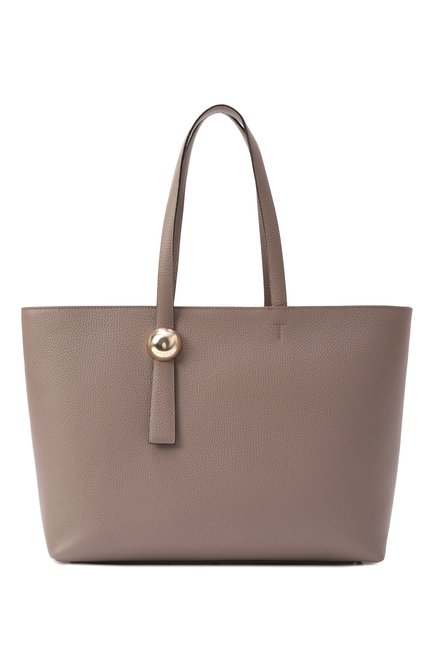 Женская сумка-тоут sfera large FURLA темно-серого цвета, арт. WB01353/HSF000 | Фото 1 (Драгоценные камни: Проставлено; Размер: large; Материал сплава: Проставлено; Материал: Натуральная кожа)