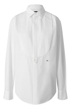 Женская хлопковая рубашка DSQUARED2 белого цвета, арт. S75DL0892/S35244 | Фото 1 (Драгоценные камни: Проставлено; Длина (для топов): Удлиненные; Материал внешний: Хлопок; Рукава: Длинные; Материал сплава: Проставлено; Женское Кросс-КТ: Рубашка-одежда; Принт: Без принта; Стили: Классический)