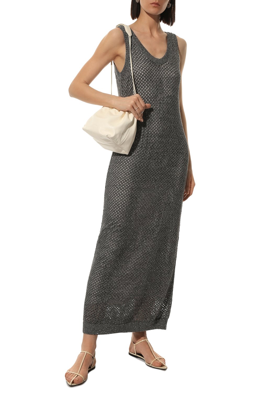 Платье изо льна и хлопка BRUNELLO CUCINELLI, арт. 221MAJ586A90, фото 2