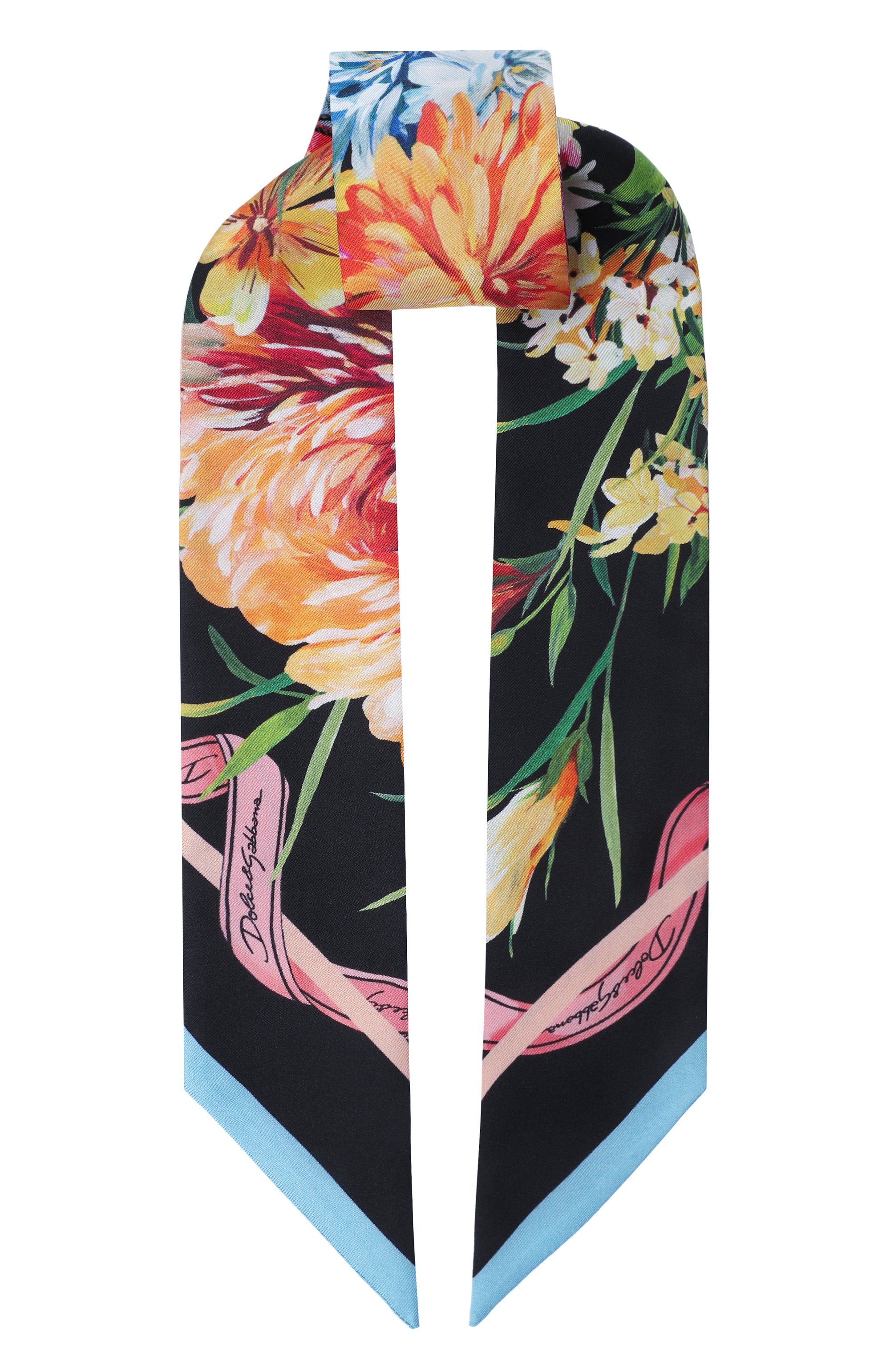 Шелковый шарф-твилли DOLCE & GABBANA разноцветного цвета по цене 24900 руб., арт. FS215A/GDC7B, фото 1 Шелковый шарф-твилли DOLCE & GABBANA, арт. FS215A/GDC7B, фото 1