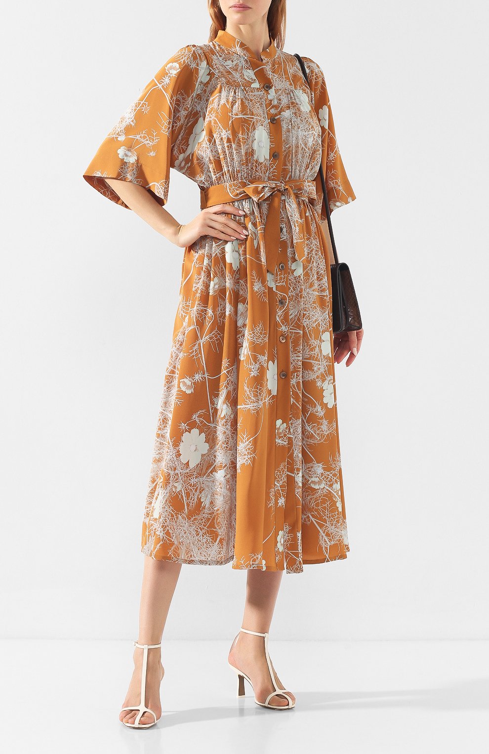 Шелковое платье DRIES VAN NOTEN оранжевого цвета по цене 130500 руб., арт. 192-11017-8201, фото 2 Шелковое платье DRIES VAN NOTEN, арт. 192-11017-8201, фото 2