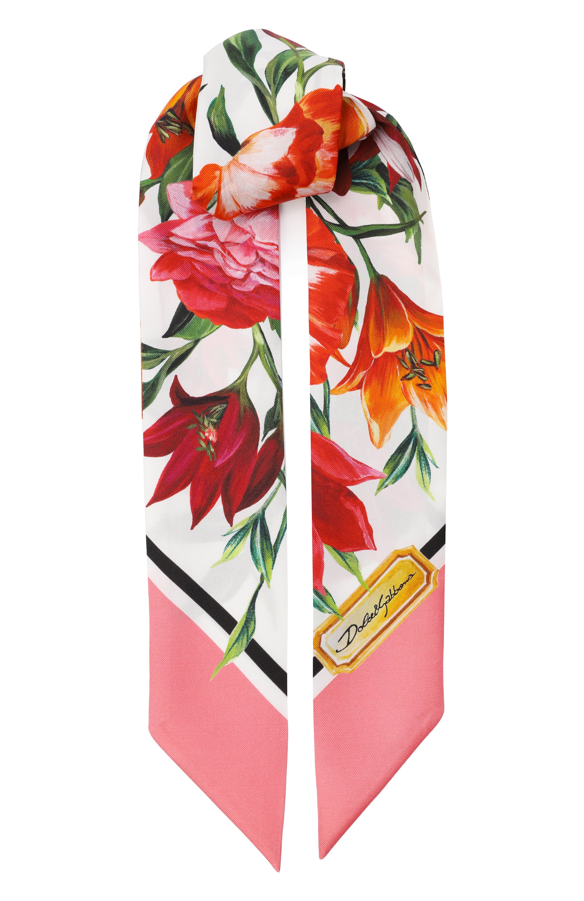Шелковый шарф-твилли DOLCE & GABBANA разноцветного цвета по цене 24900 руб., арт. FS215A/GDC7A, фото 1 Шелковый шарф-твилли DOLCE & GABBANA, арт. FS215A/GDC7A, фото 1
