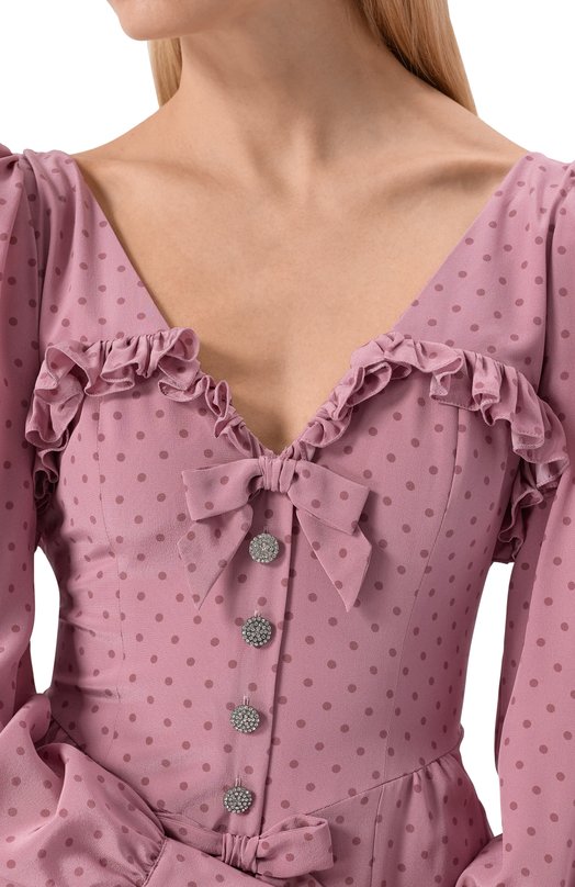 Шелковое платье Alessandra Rich FABX4314/F4686 Розовый  FABX4314/F4686 Фото 4