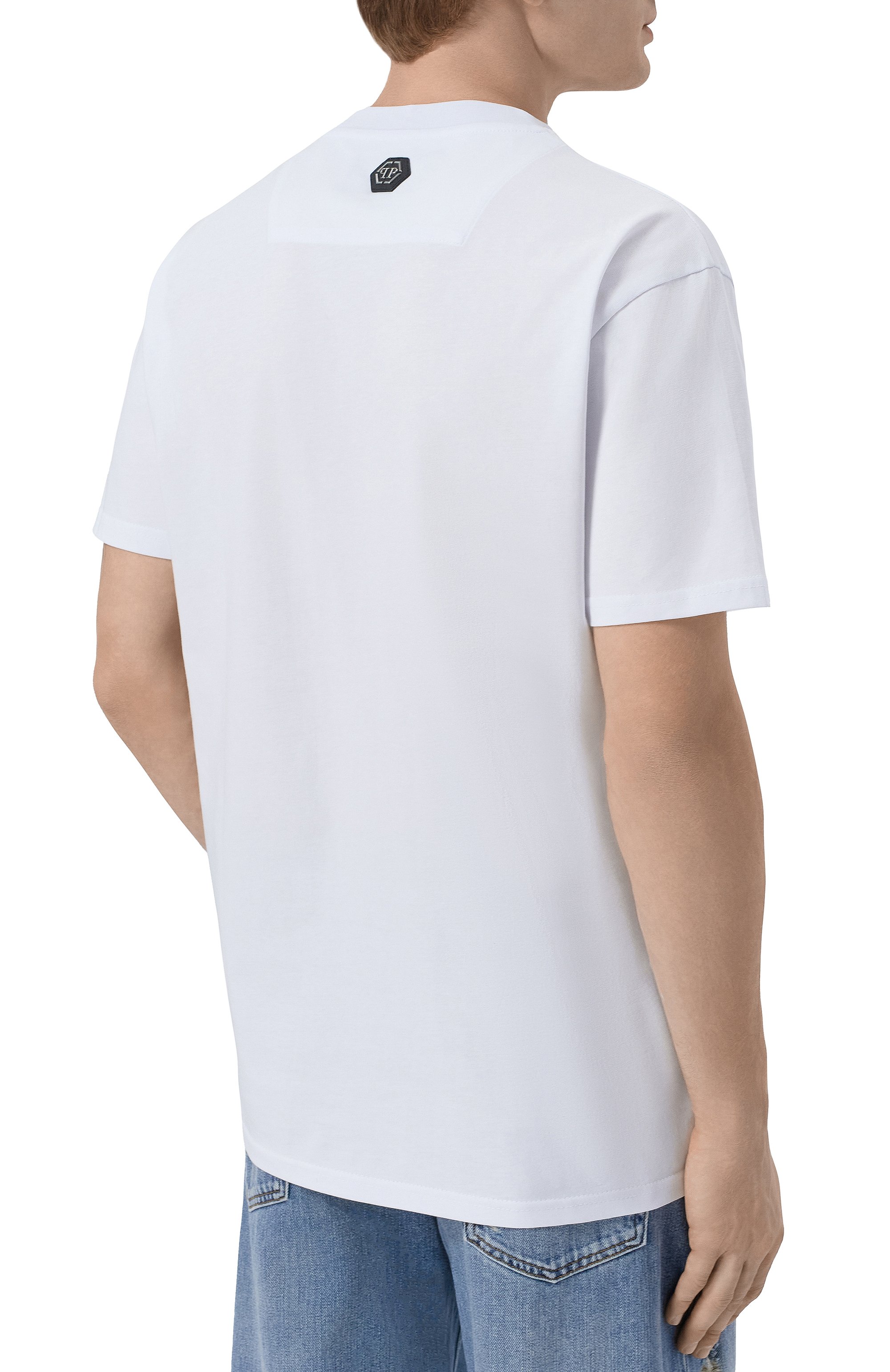 Хлопковая футболка PHILIPP PLEIN белого цвета по цене 47800 руб., арт. SAFC MTK8884 PJY002N, фото 4 Хлопковая футболка PHILIPP PLEIN, арт. SAFC MTK8884 PJY002N, фото 4