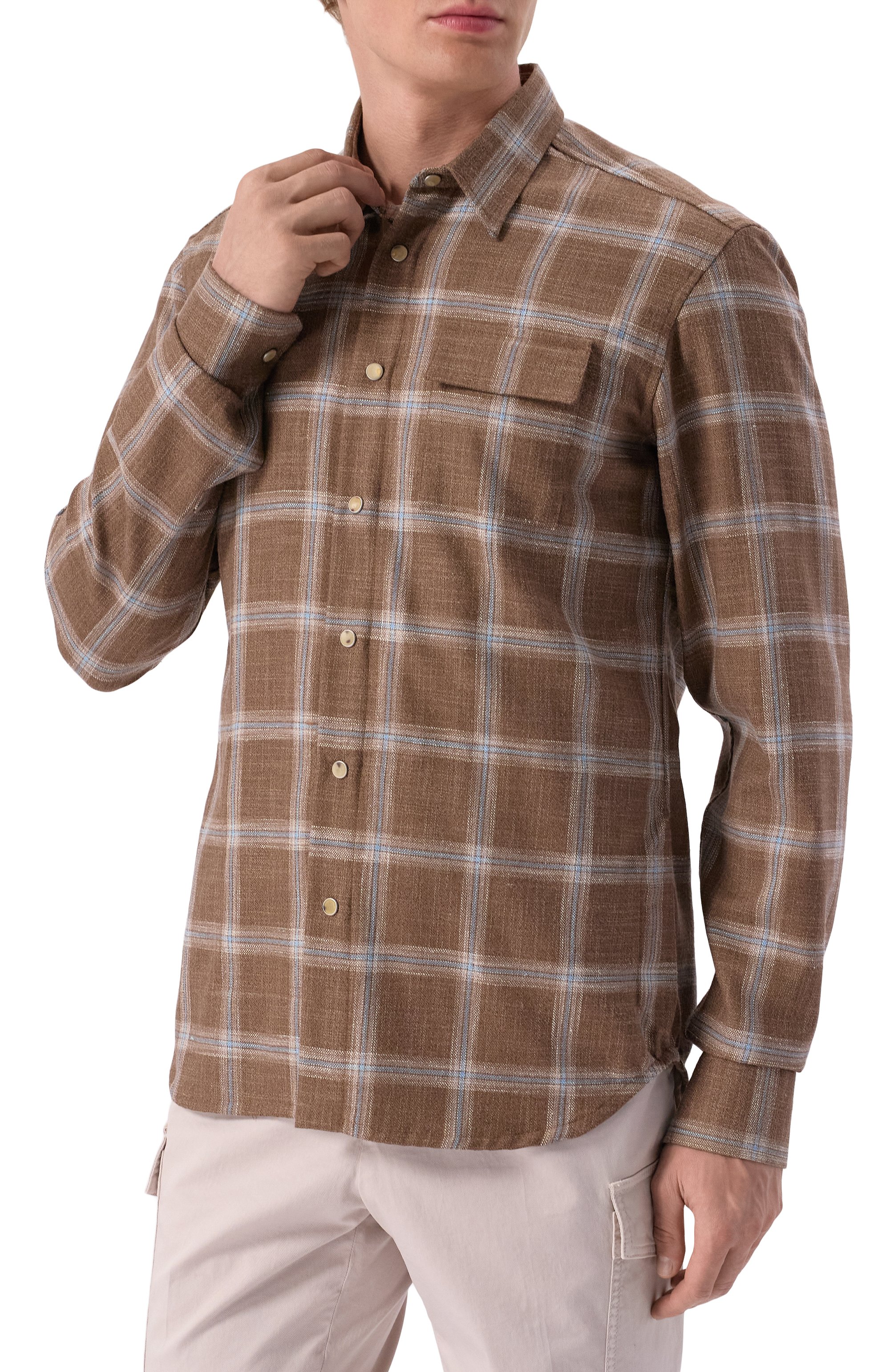 Рубашка из шерсти и шелка KITON, арт. UMCBUBAK0616E08, фото 3