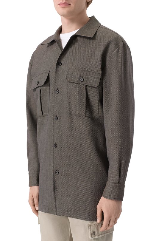 Шерстяная рубашка MM6 S62DA0064/M35636 Бежевый  S62DA0064/M35636 Фото 3