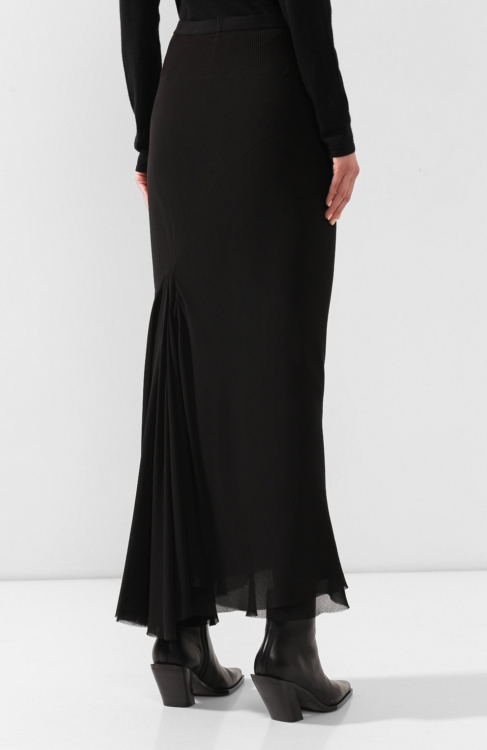 Шелковая юбка RICK OWENS черного цвета по цене 89950 руб., арт. RP20S1334/G, фото 4 Шелковая юбка RICK OWENS, арт. RP20S1334/G, фото 4