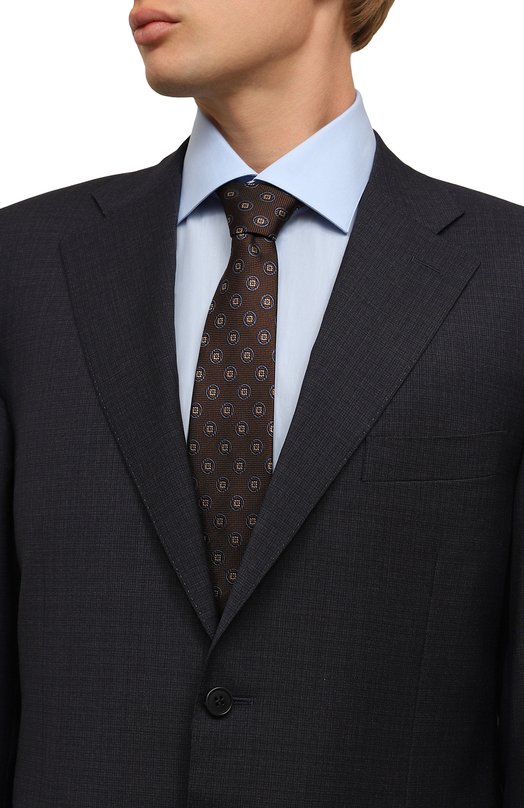 Шелковый галстук Canali 18/HJ04153 Коричневый  18/HJ04153 Фото 2