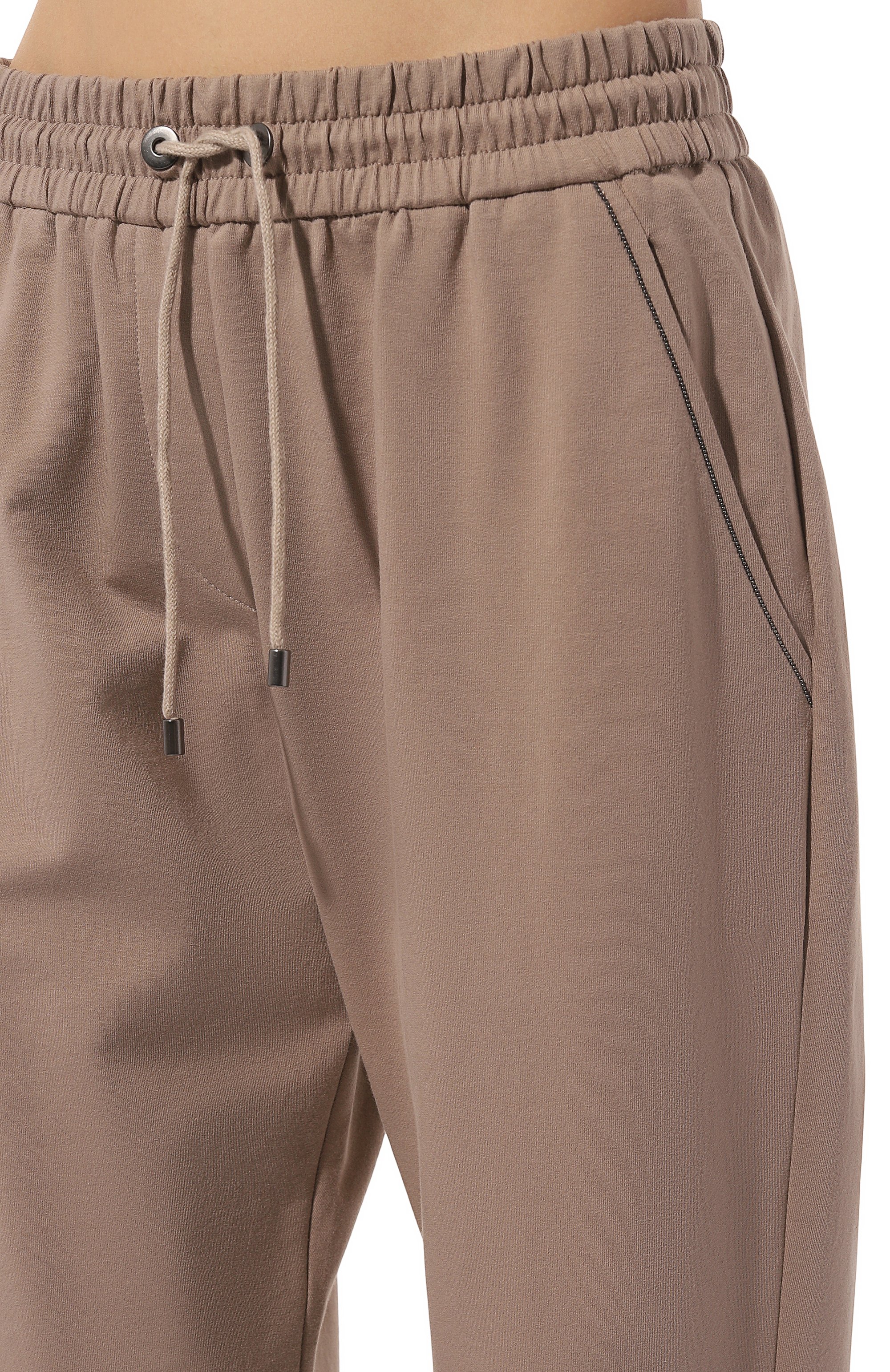 Хлопковые брюки BRUNELLO CUCINELLI темно-бежевого цвета по цене 85900 руб., арт. MH827SA399, фото 5 Хлопковые брюки BRUNELLO CUCINELLI, арт. MH827SA399, фото 5