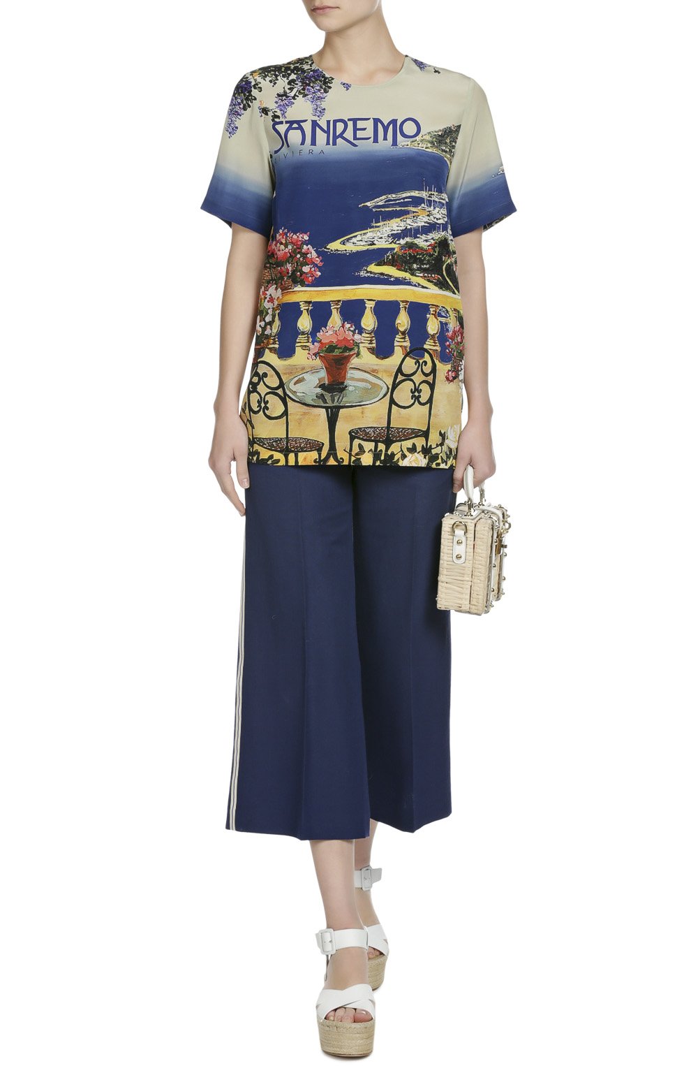 Шелковый топ прямого кроя с ярким принтом DOLCE & GABBANA, арт. 0102/F7W80T/HP14E, фото 4