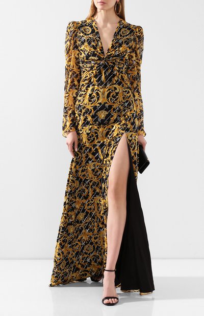 Шелковое платье VERSACE золотого цвета по цене 956000 руб., арт. A85790/A233371, фото 2 Шелковое платье VERSACE, арт. A85790/A233371, фото 2