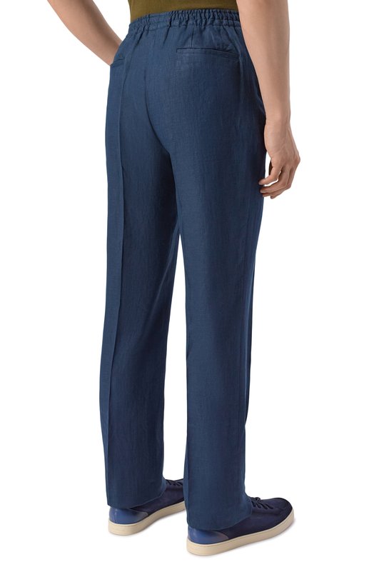 Льняные брюки Kiton UPN01H09690 Синий  UPN01H09690 Фото 4