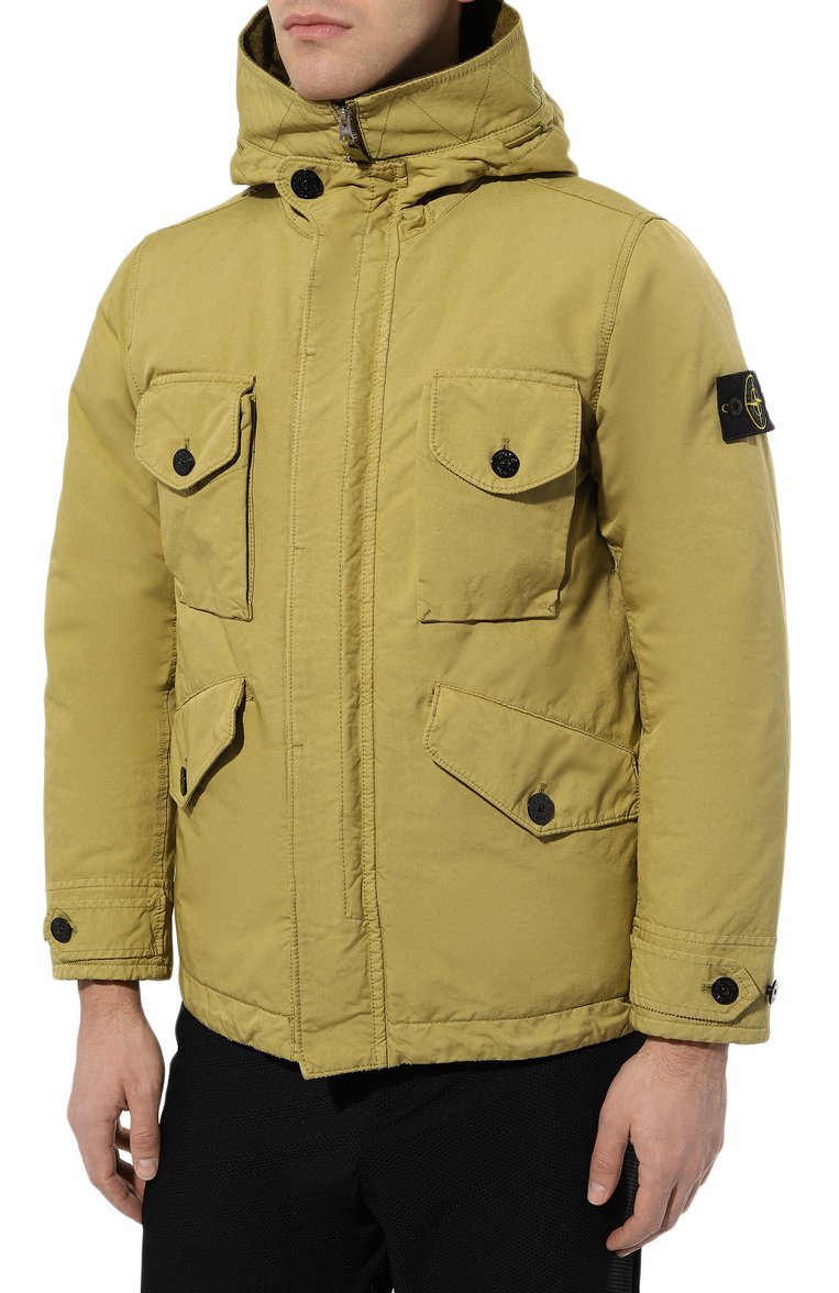 Мужская пуховик STONE ISLAND желтого цвета, арт. 751541649 | Фото 3 (Материал сплава: Проставлено; Материал внешний: Синтетический материал; Материал подклада: Синтетический материал; Длина (верхняя одежда): Короткие; Материал утеплителя: Пух и перо; Драгоценные камни: Простав�лено; Рукава: Длинные; Стили: Кэжуэл; Мужское Кросс-КТ: Куртка-пуховая)