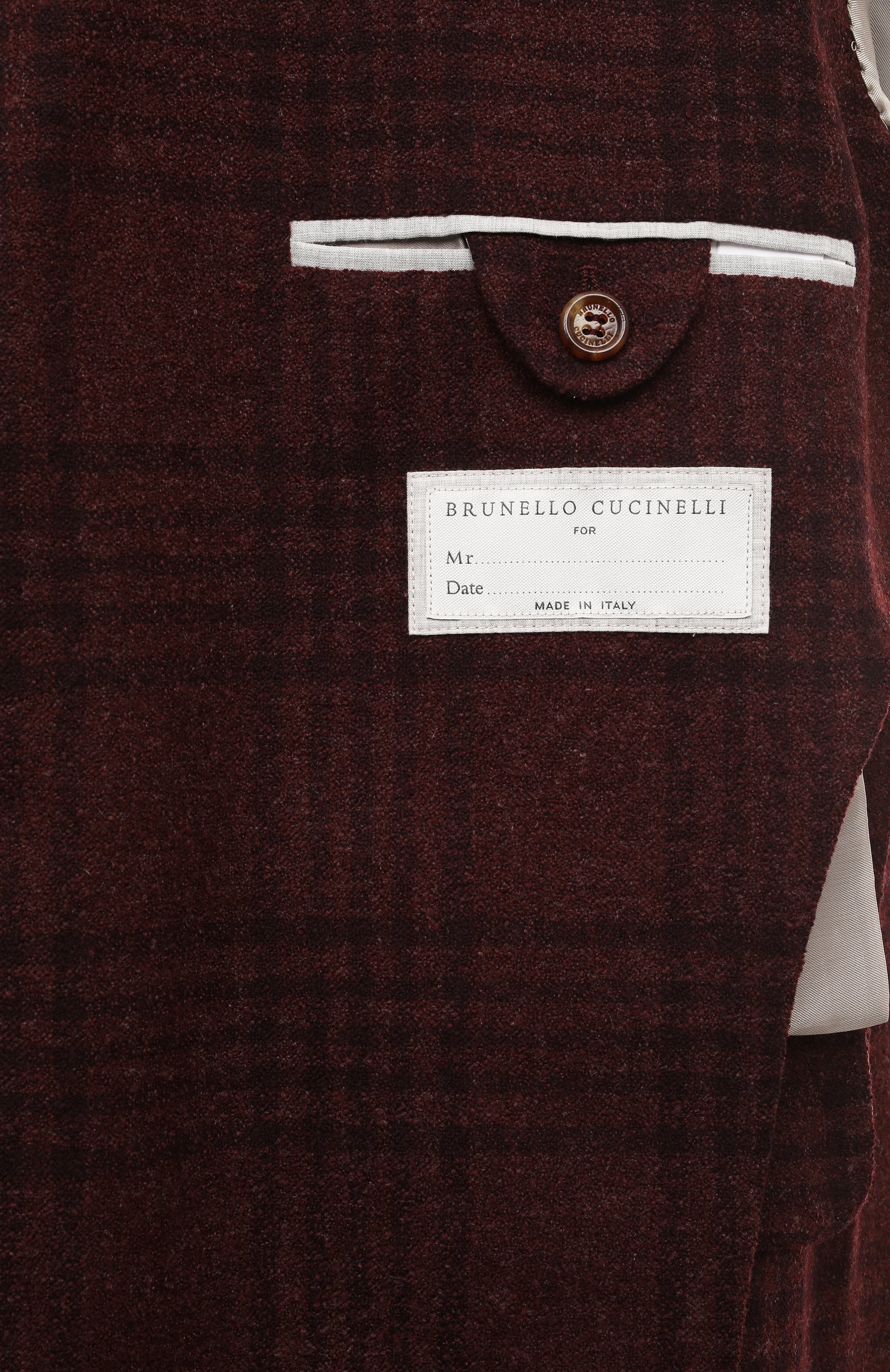 Пиджак из шерсти и шелка BRUNELLO CUCINELLI бордового цвета по цене 543000 руб., арт. MY4377BND, фото 8 Пиджак из шерсти и шелка BRUNELLO CUCINELLI, арт. MY4377BND, фото 8