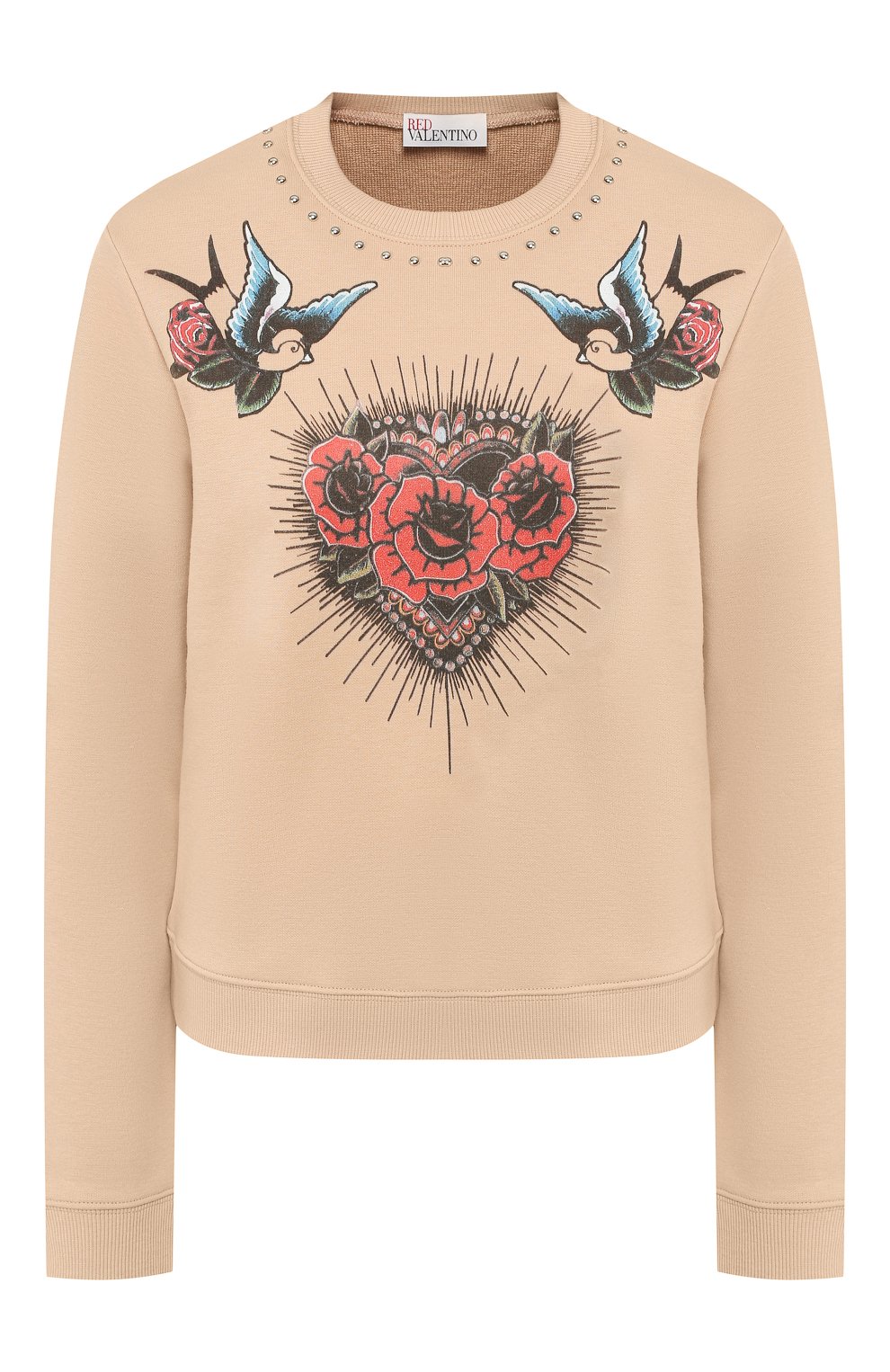 Хлопковый пуловер REDVALENTINO розового цвета по цене 32150 руб., арт. RR0MF00N/CFM, фото 1 Хлопковый пуловер REDVALENTINO, арт. RR0MF00N/CFM, фото 1