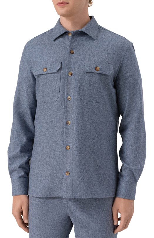 Шерстяная рубашка Brunello Cucinelli M038P0720 Голубой  M038P0720 Фото 3