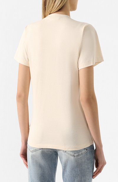 Хлопковая футболка LANVIN кремового цвета по цене 39200 руб., арт. RW-T0662J-JU03-P20, фото 4 Хлопковая футболка LANVIN, арт. RW-T0662J-JU03-P20, фото 4