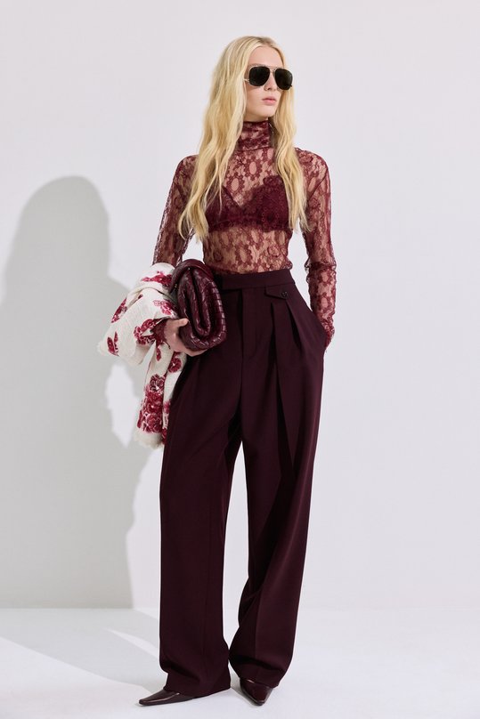 Шерстяные брюки Chloé CH26SPA06164 Бордовый  CH26SPA06164 Фото 6