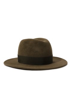 Женская шляпа fedora из велюра FETISH хаки цвета, арт. OF24S | Фото 1 (Нос: Не проставлено; Материал сплава: Проставлено; Материал: Текстиль, Хлопок)