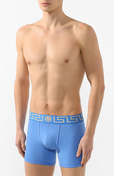 Хлопковые боксеры VERSACE голубого цвета по цене 8710 руб., арт. AU10028/A232741, фото 2 Хлопковые боксеры VERSACE, арт. AU10028/A232741, фото 2
