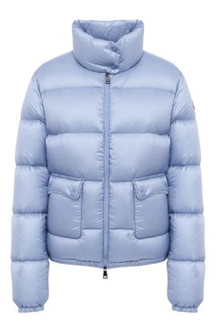 Женский пуховик MONCLER голубого цвета, арт. F2-093-1A202-00-C0229 | Фото 1 (Длина (верхняя одежда): Короткие; Рукава: Длинные; Материал подклада: Синтетический материал; Материал утеплителя: Пух и перо; Материал внешний: Синтетический материал; Женское Кросс-КТ: Пуховик-куртка; Стили: Классический, Минимализм; Кросс-КТ: Пуховик; Драгоценные камни: Проставлено; Материал сплава: Проставлено)