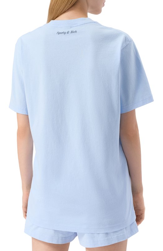 Хлопковая футболка Sporty and Rich T004360666BL90 Голубой  T004360666BL90 Фото 4