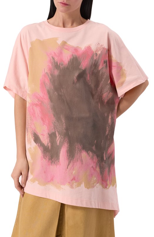 Хлопковая футболка Dries Van Noten 242-011105-9600 Розовый  242-011105-9600 Фото 3