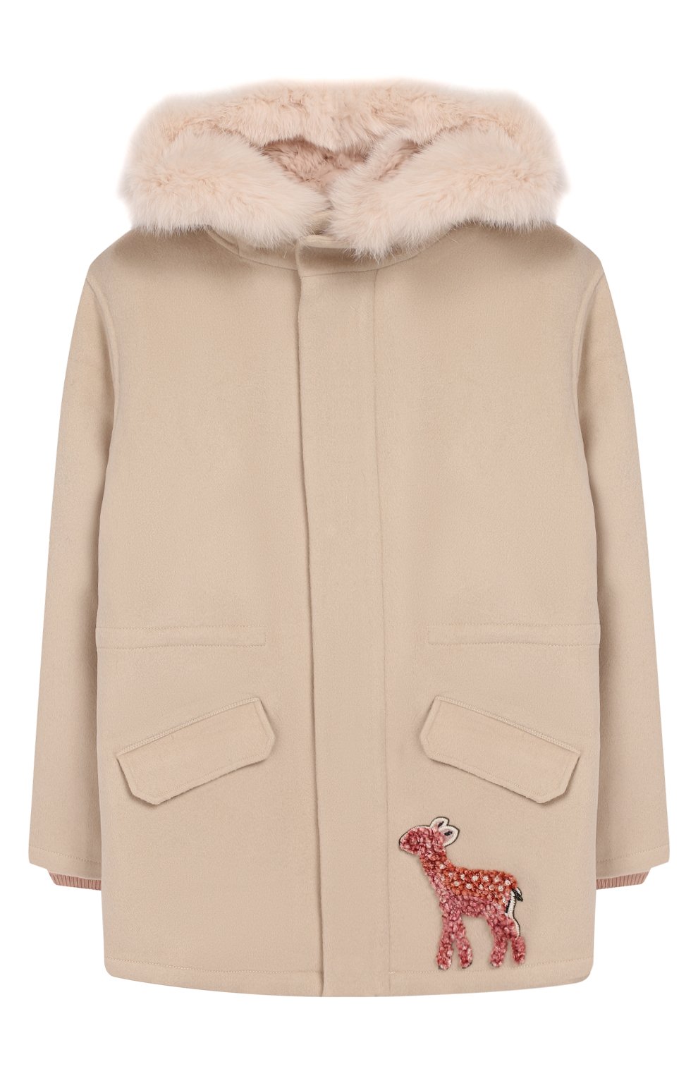 Шерстяная парка с меховой отделкой YVES SALOMON ENFANT, арт. 20WEM006XXCD01/14, фото 1