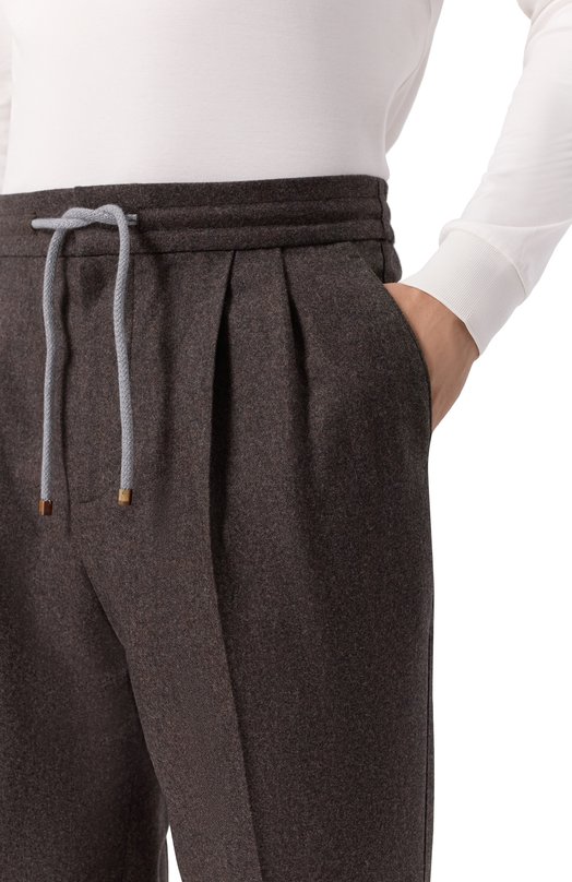 Шерстяные брюки Brunello Cucinelli M038PE1710 Коричневый  M038PE1710 Фото 5