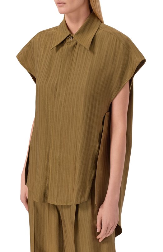 Рубашка изо льна и вискозы Petar Petrov S26TB9 Хаки  S26TB9 Фото 3