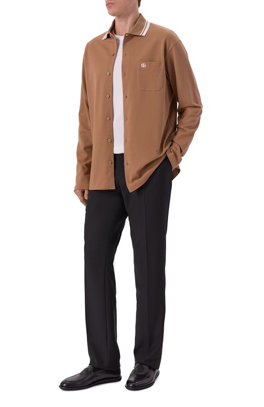 Хлопковая рубашка Gucci 815513/XJG16 Бежевый  815513/XJG16 Фото 2