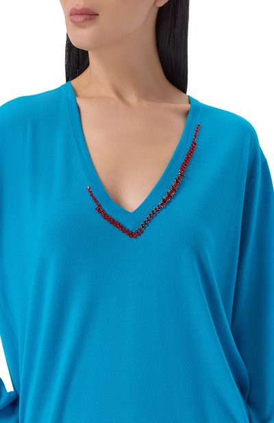 Шерстяной пуловер DRIES VAN NOTEN голубого цвета по цене 99500 руб., арт. 011204/3700, фото 5 Шерстяной пуловер DRIES VAN NOTEN, арт. 011204/3700, фото 5