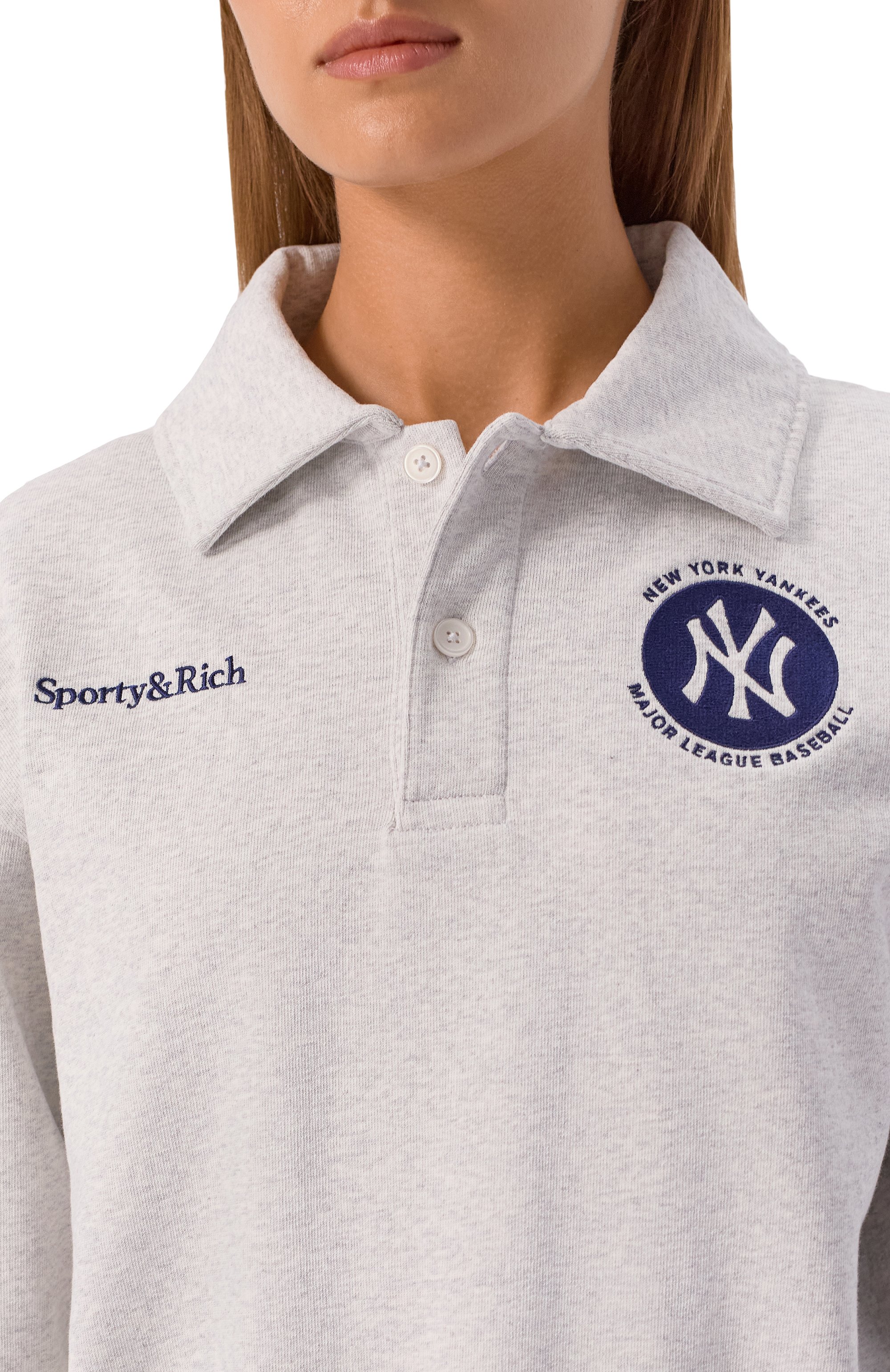 Хлопковое поло sporty & rich x '47 & the new york yankees SPORTY AND RICH, арт. ST072623659GY03, фото 5